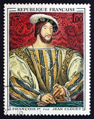Postage stamp France 1967 Francois I, by Jean Clouet