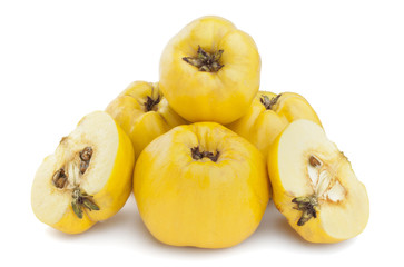 five quinces on a white background