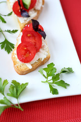 crispy toast with cheese and tomato
