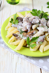 penne pasta with mushrooms and cream