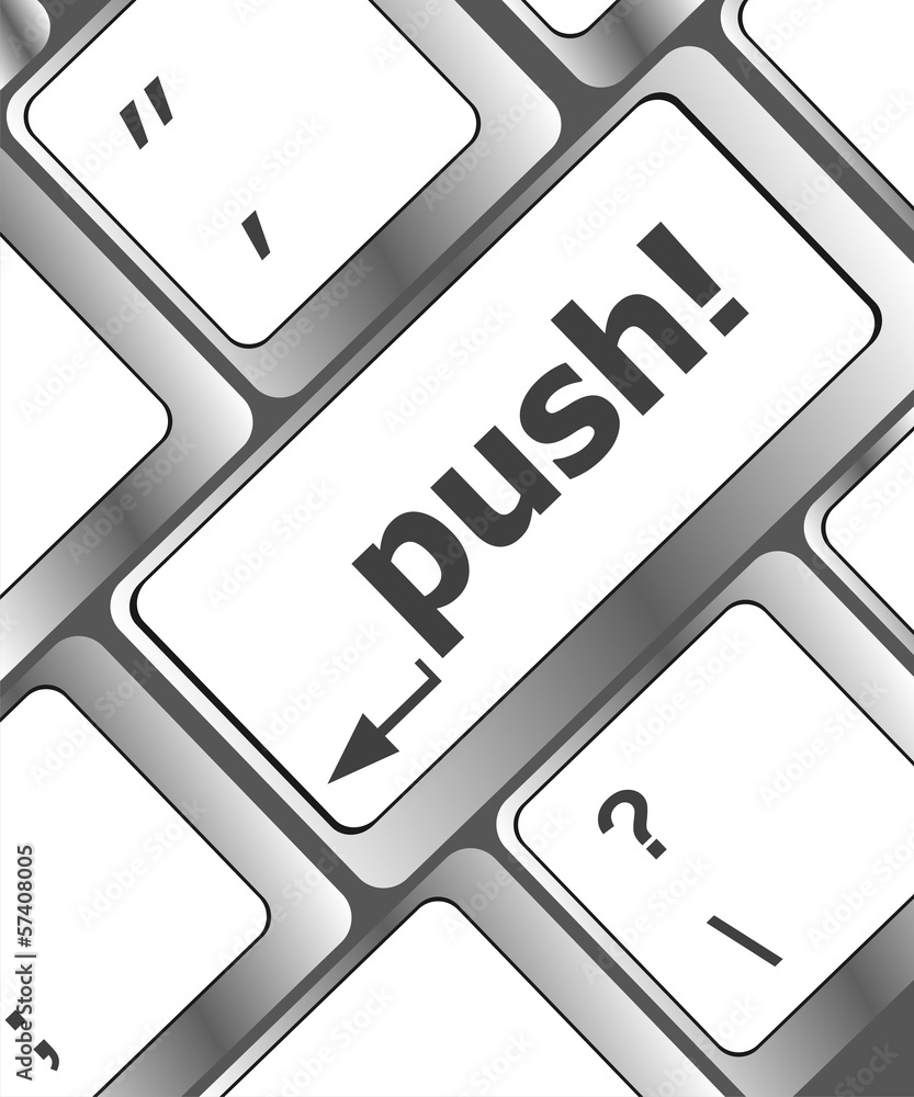 Poster push key on computer keyboard