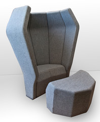 High designer armchair with ottoman