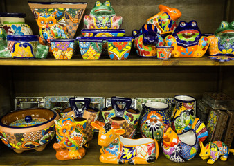 Colorful mexican pottery