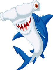 Cute hammerhead shark cartoon - obrazy, fototapety, plakaty