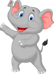 Fototapeta premium Cute elephant cartoon presenting