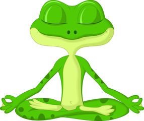Fototapeta premium Frog cartoon doing yoga