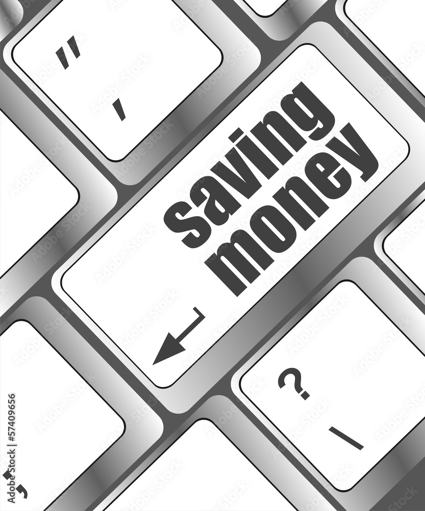 Poster saving money for investment concept with button keyboard