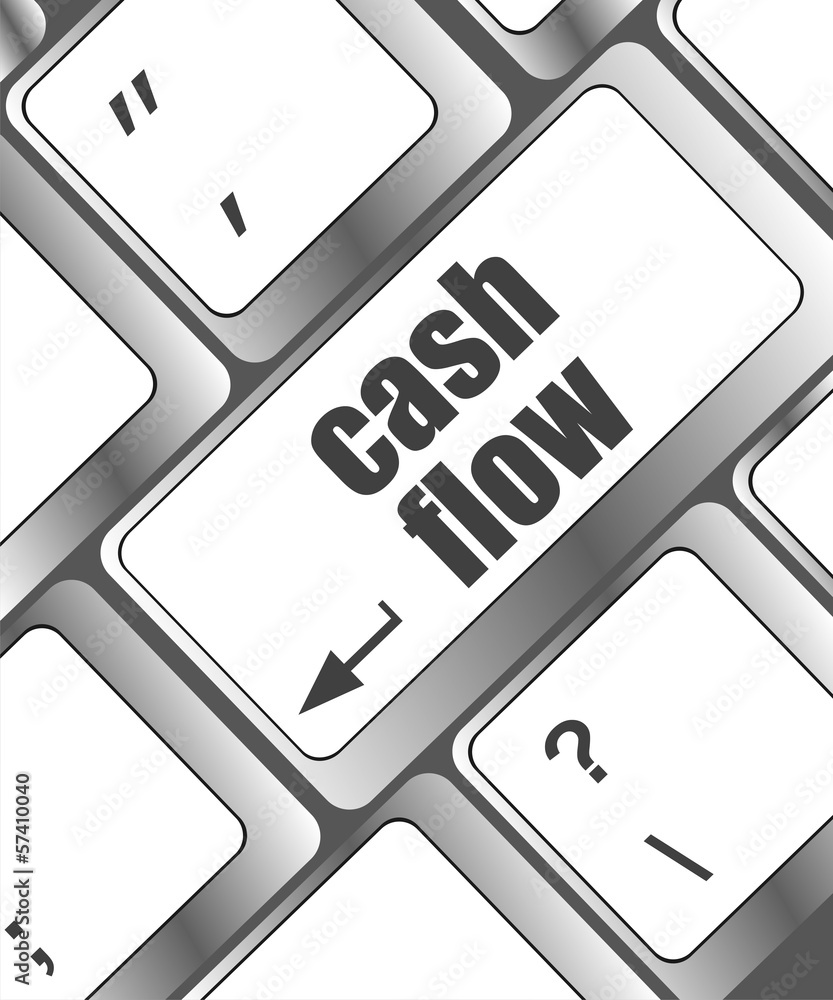 Poster cash flow investment concept with a button on computer keyboard