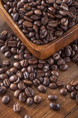 coffee beans on wooden table