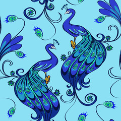 Obraz premium Seamless pattern of peacocks