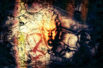 Naklejka premium visage grunge