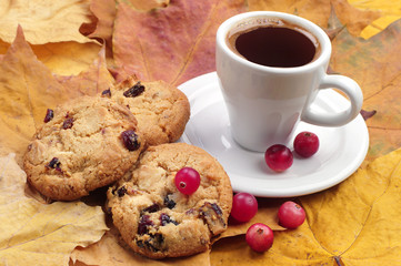 Cup of coffee and cookies