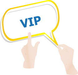 hands push word vip on speech bubbles