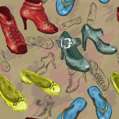 seamless pattern with woman shoes