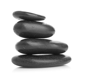Growing piled up pebbles on a white background