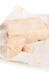 Yeast cubes isolated on white