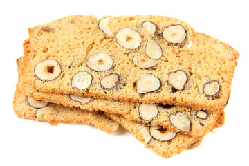 Biscotti with  nuts, isolated on white