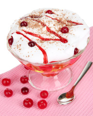 Tasty jelly on table on white background