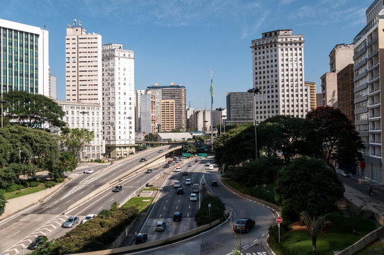 sao paulo city  traffic avenue