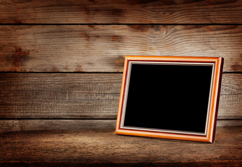 Empty wooden picture frame