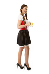 young and beautiful woman in a traditional Bavarian dress