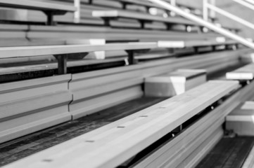 Bleachers in a stadium or school for the fans.