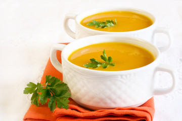 Pumpkin, carrot, ginger soup