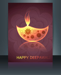 Card Brochure Beautiful template diwali colorful vector illustra
