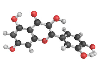 Chemical structure of a quercetin flavonoid molecule