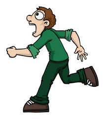 Man running and screaming,