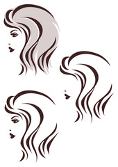 Hair stile icon, woman's face, profile