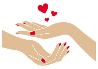 Women's hands with hearts