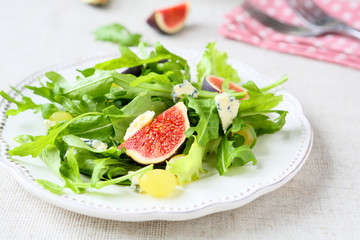 fresh fruit salad with figs and cheese