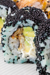 Sushi roll with black tobiko