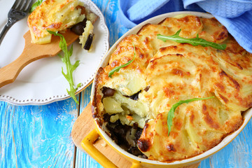 casserole with mushrooms and potatoes