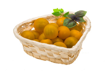 Yellow bright cherry tomato