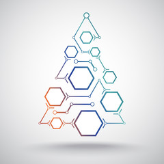 Christmas tree hexagonal cells gradient