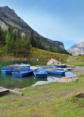 boats in the mountain lake