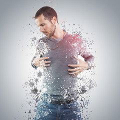 young man portrait with splash effect