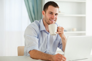 Businessman enjoying a cup of coffee