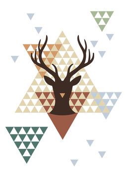 Christmas deer with geometric pattern, vector © beaubelle