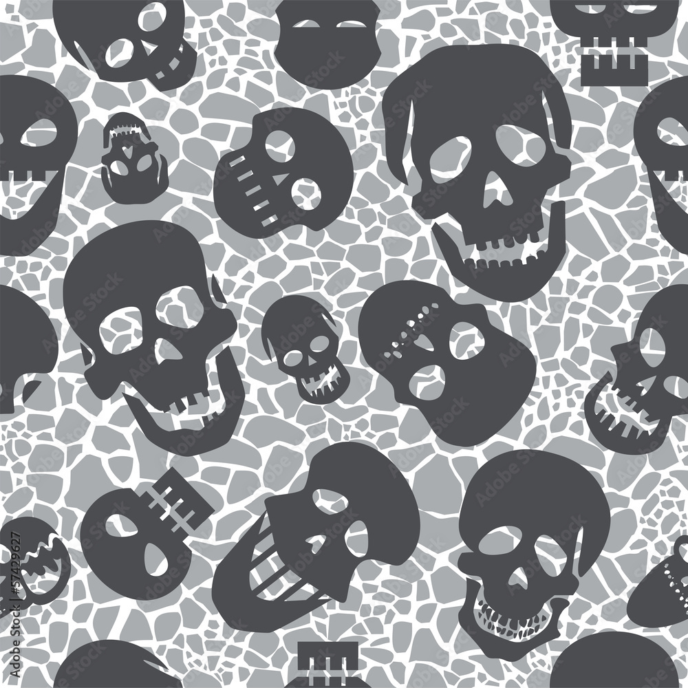 Wall mural seamless pattern with skulls