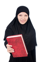 Young muslim female student with books