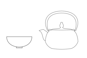 Tea set outlines vector