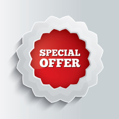 Special offer glass button. Vector illustration.