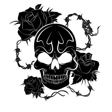 Pirate skull and roses