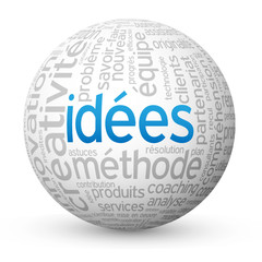 Globe - Nuage de Tags IDEES (idées solutions succès créativité)