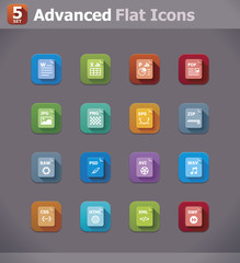 Vector flat file type icons