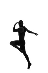 Fototapeta na wymiar silhouette of male dancer isolated on white
