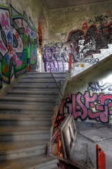 Stairs in an abandoned hospital